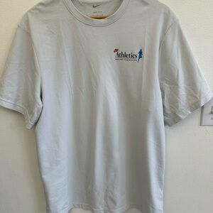 Nike Athletics Short-Sleeve Tee in Light Blue-Gray with Navy Accent